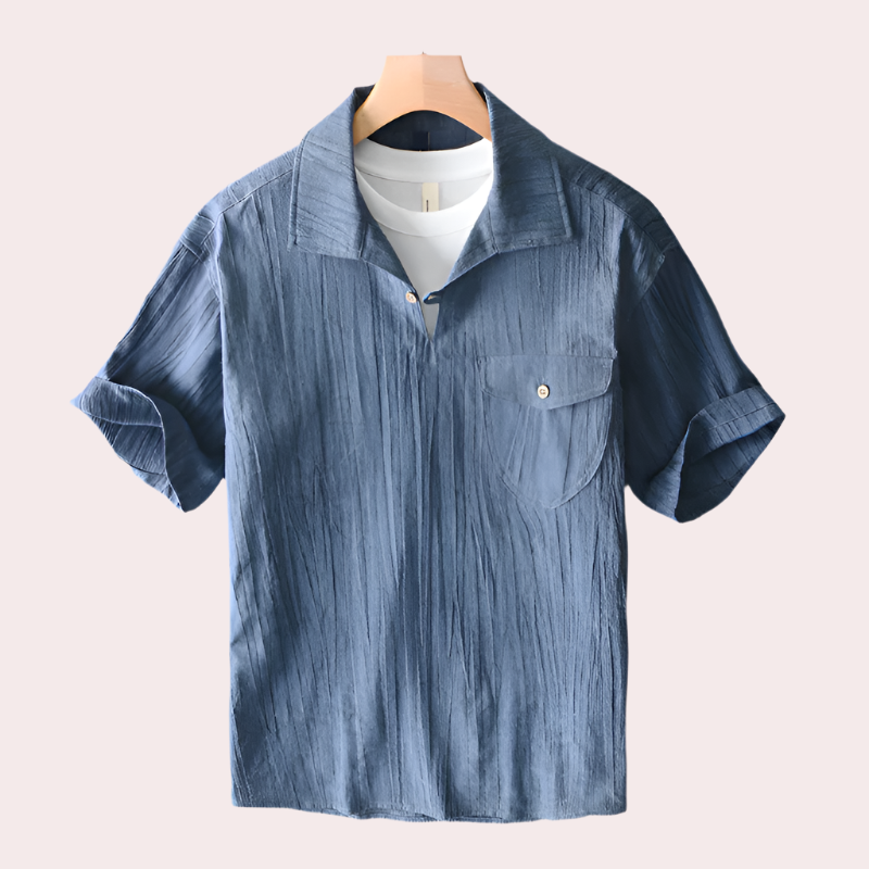 Chemise en lin texturé avec poche – Coupe décontractée et respirante