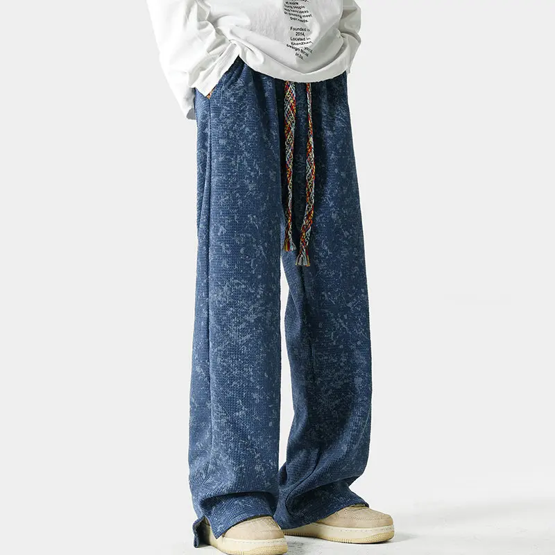 Pantalon droit ample et confortable avec lien en corde multicolore audacieux