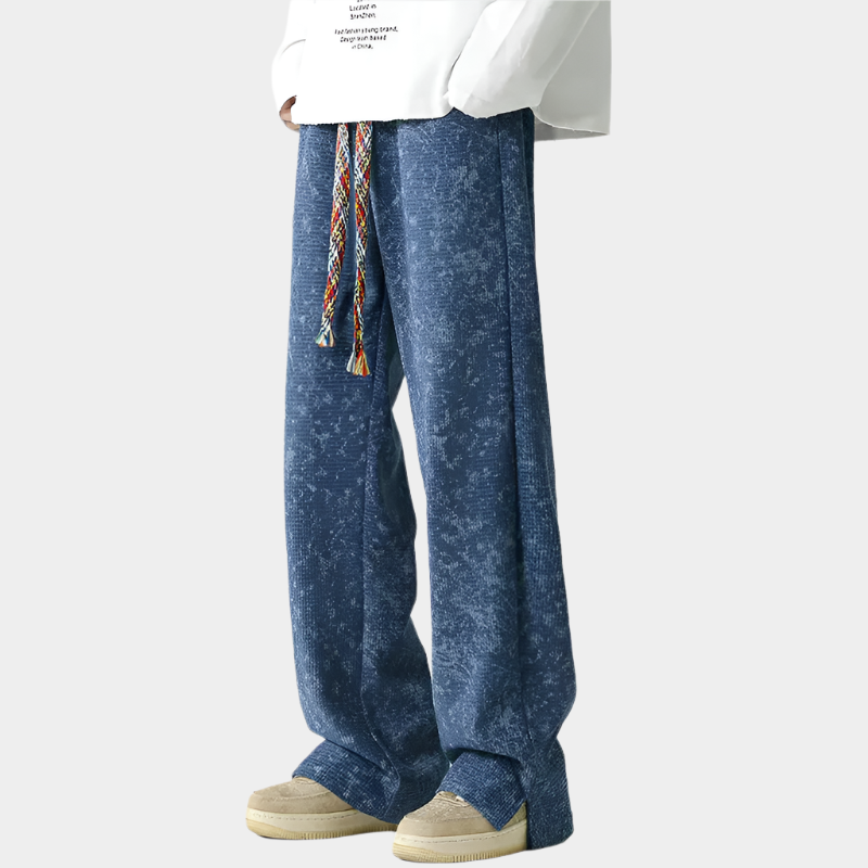 Pantalon droit ample et confortable avec lien en corde multicolore audacieux