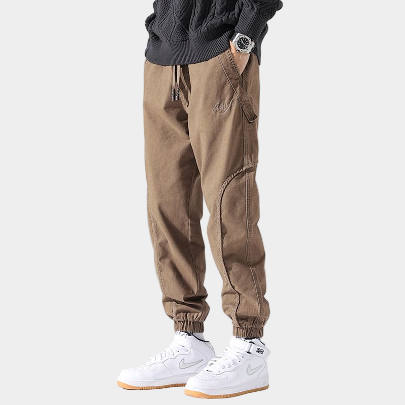 Pantalon de survêtement utilitaire en sergé de coton – Streetwear décontracté pour homme