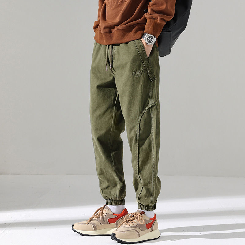 Pantalon de survêtement utilitaire en sergé de coton – Streetwear décontracté pour homme