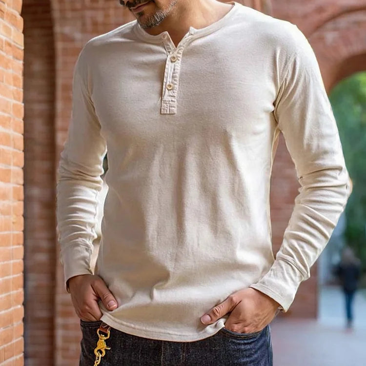 Malo - T-shirt à manches longues Henley rétro pour homme, parfait pour les activités en extérieur