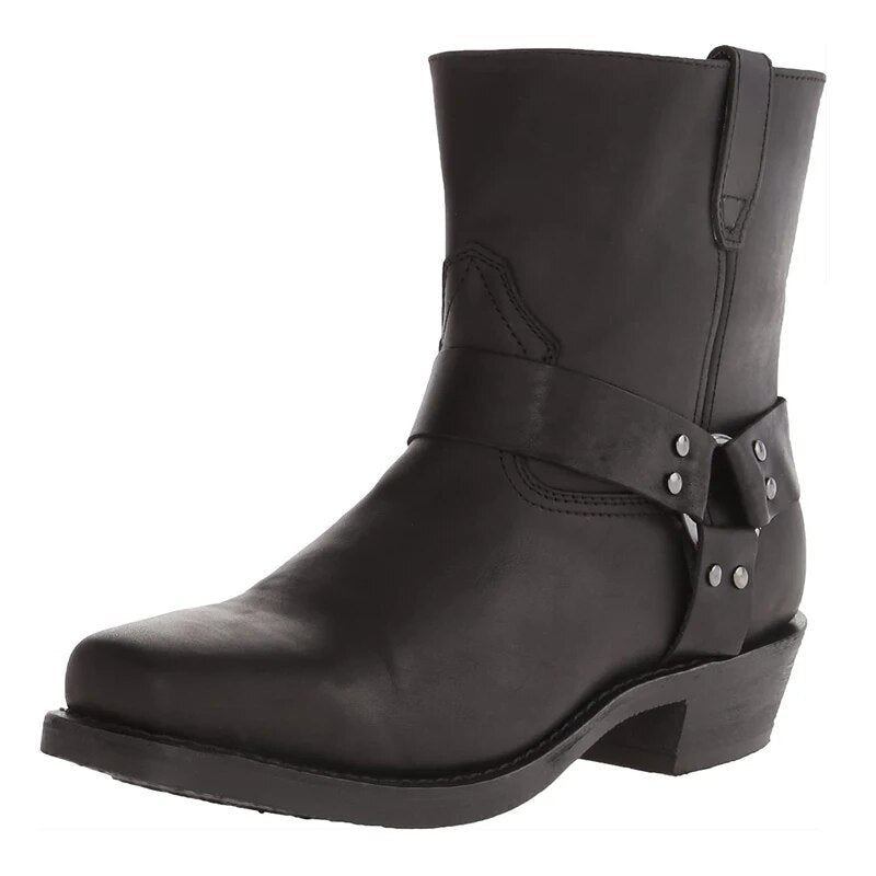 Bottes Homme Cuir Western Classiques, Semelle Caoutchouc, Confort Optimal, Tailles 39 à 48, Coloris Brun Foncé et Noir - 4