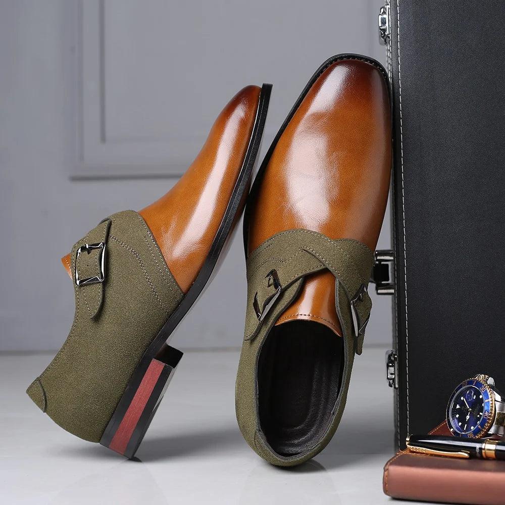 Mocassins à double boucle avec confort en cuir vegan et daim