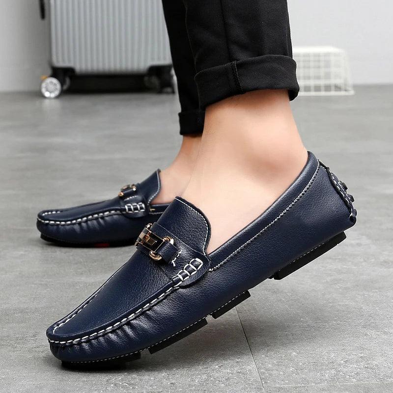 Mocassins classiques en cuir avec fermoir en métal - Travail et loisirs pour homme