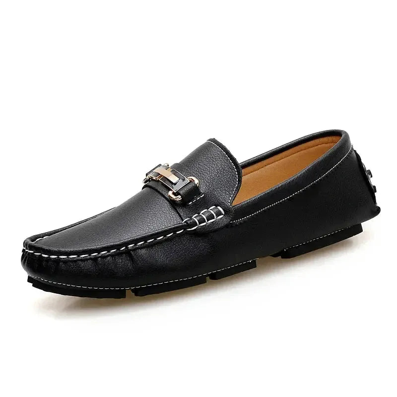 Mocassins classiques en cuir avec fermoir en métal - Travail et loisirs pour homme