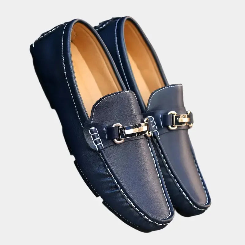 Mocassins classiques en cuir avec fermoir en métal - Travail et loisirs pour homme