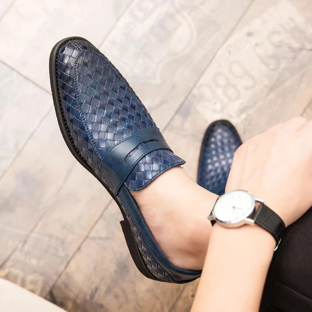 Mocassins décontractés en cuir – Design tissé italien pour homme