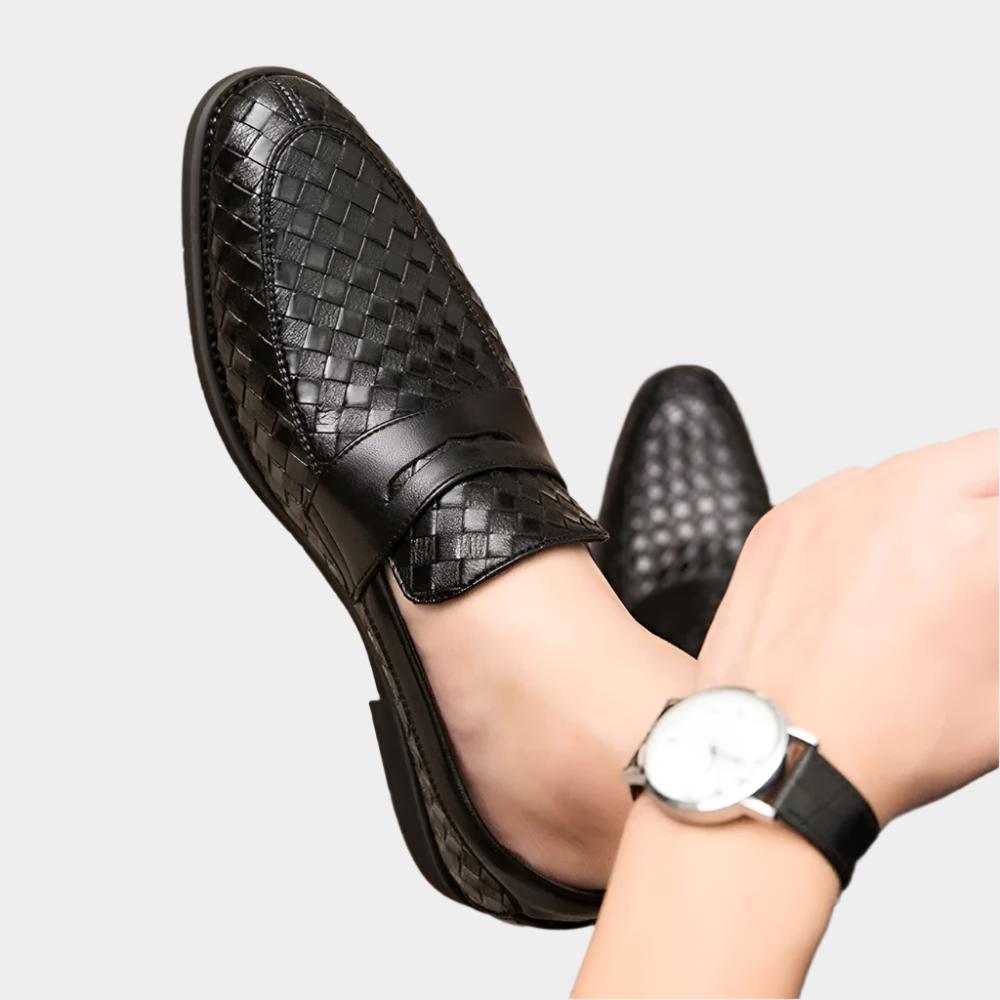 Mocassins décontractés en cuir – Design tissé italien pour homme