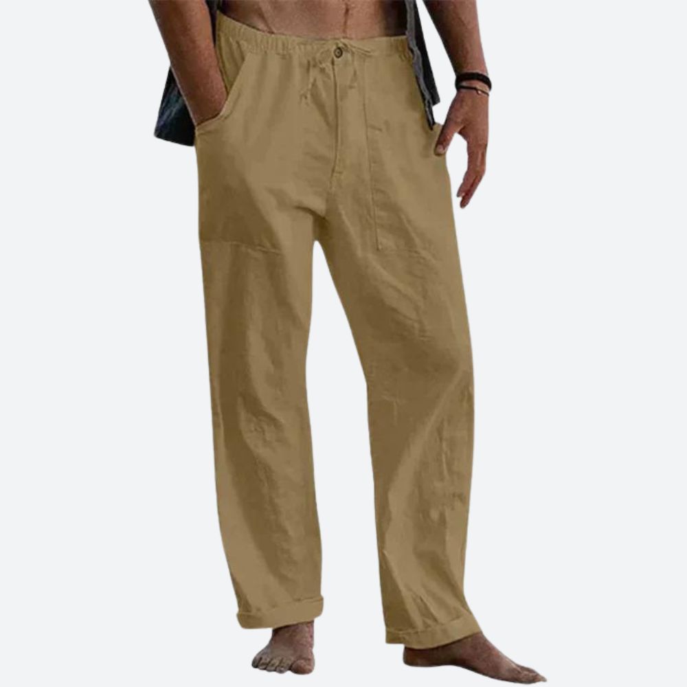 Pantalon en lin classique pour homme – Coupe estivale légère