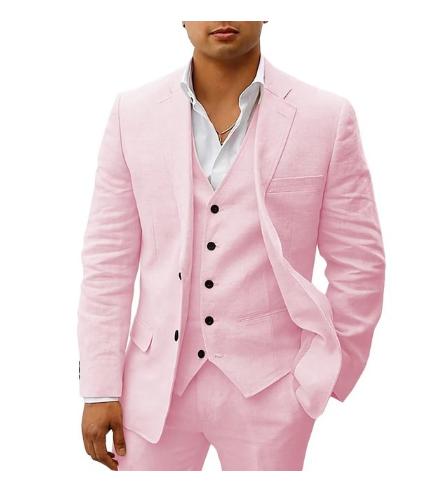 Narcisse – Ensemble 3 pièces en lin pour homme, veste de costume élégante, gilet et pantalon