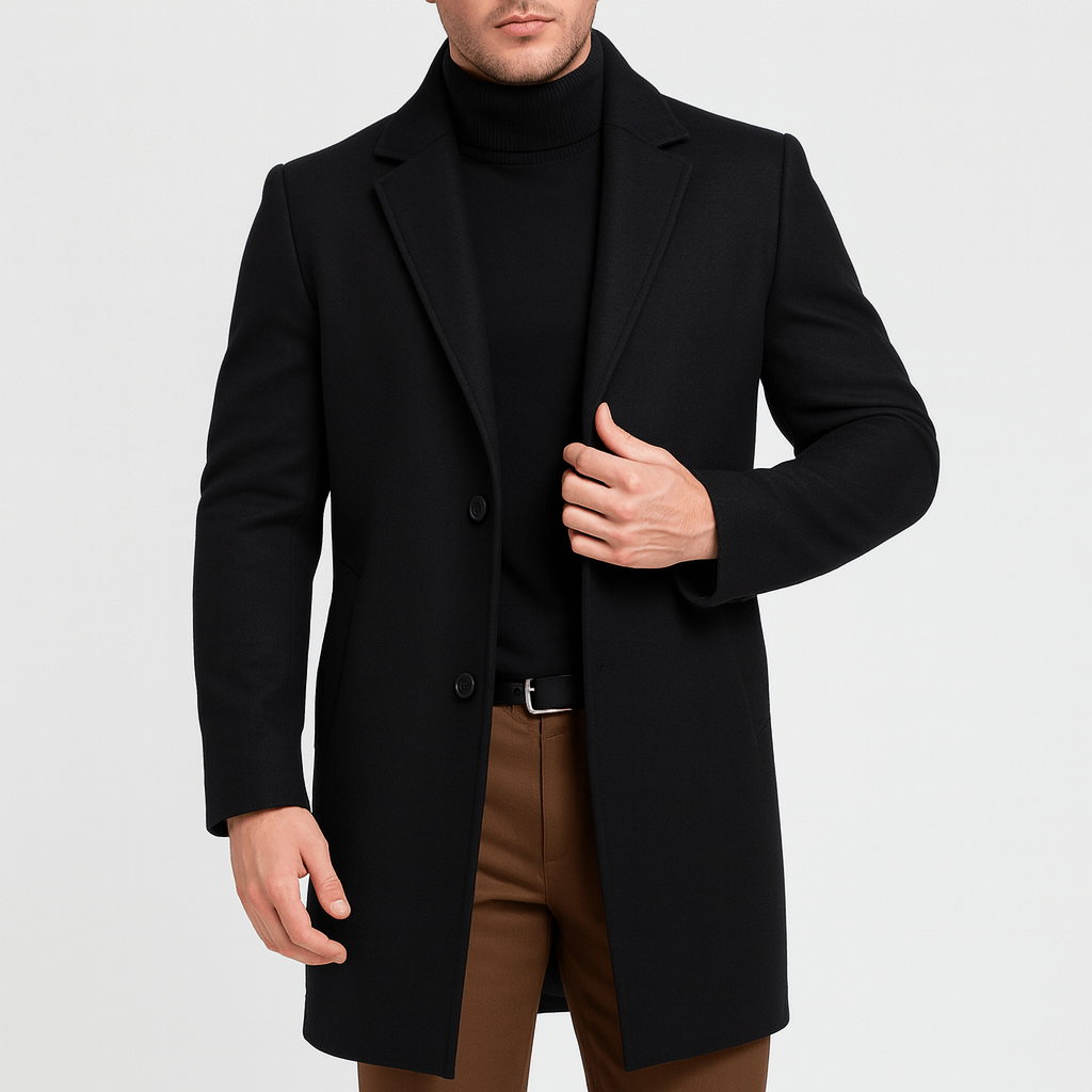 Noirski | Manteau élégant à col montant, ceinture ajustable et poches pratiques 2