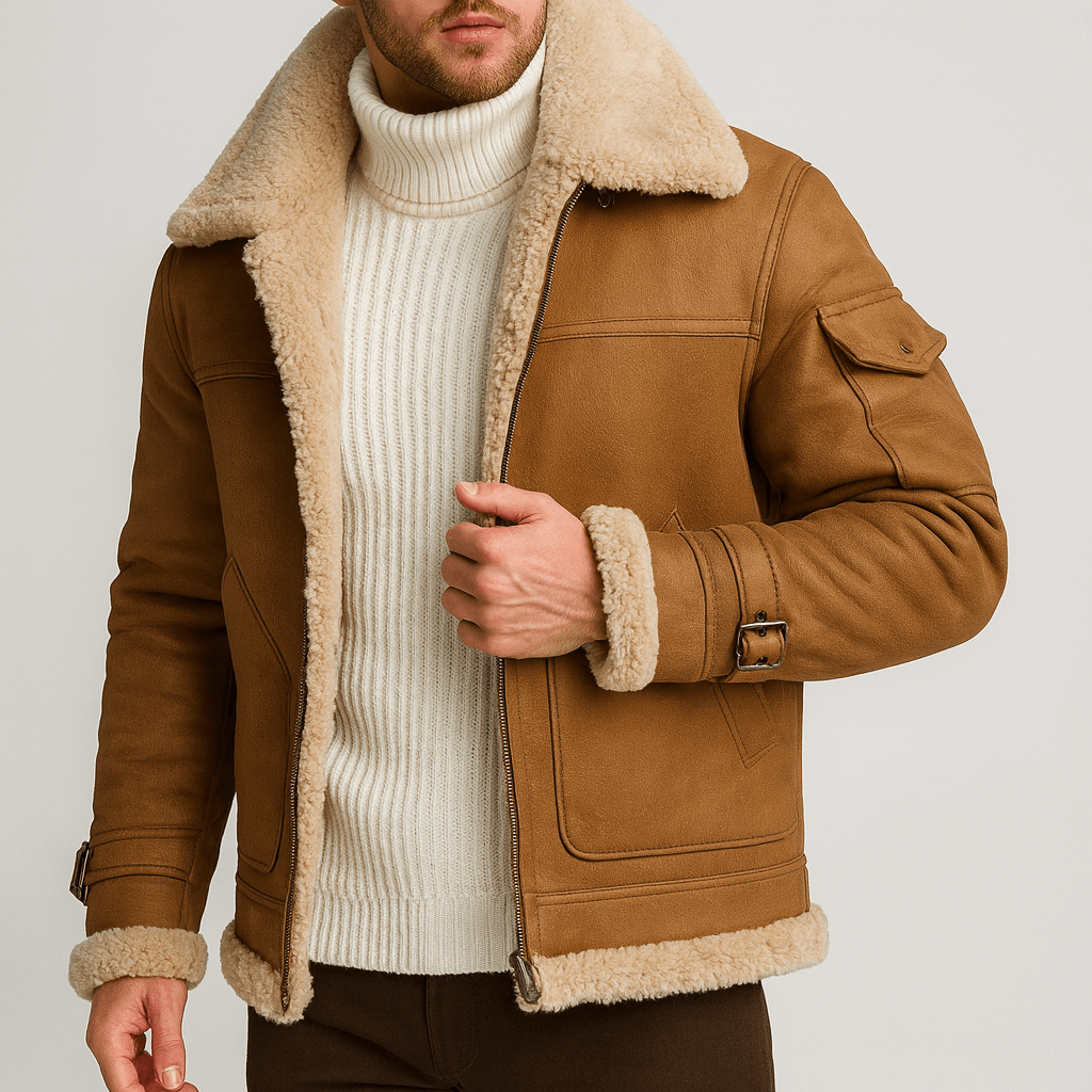 Noirski | Veste en cuir camel avec poches 0