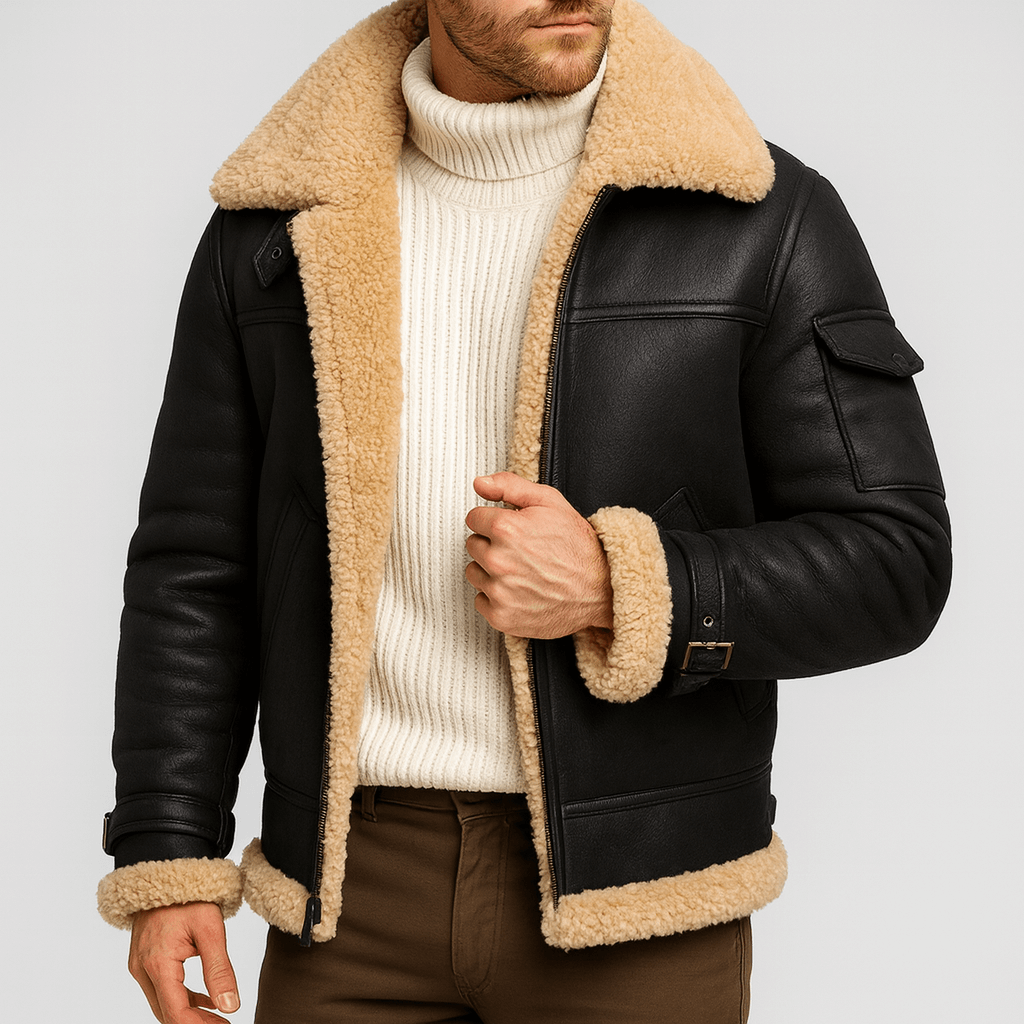 Noirski | Veste en cuir camel avec poches 3