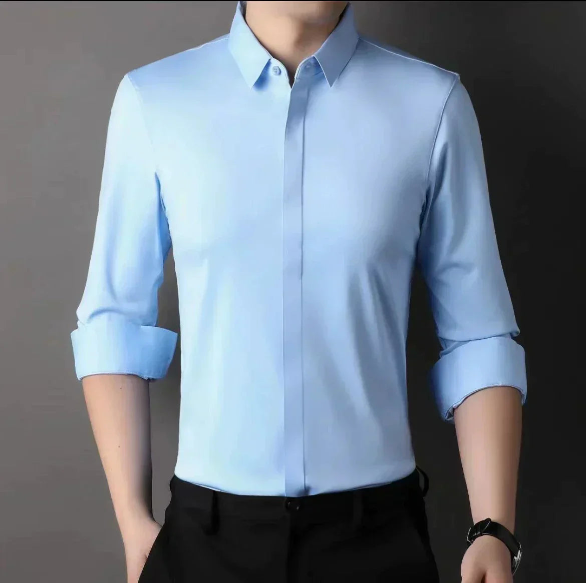 Chemise infroissable en coton mercerisé – Coupe slim pour homme