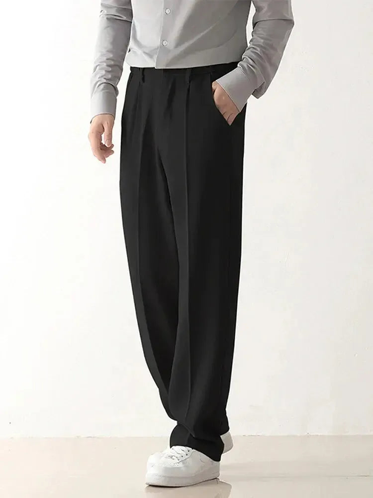 Pantalon Drapé Chic – Coupe Tailleur Décontractée pour Homme