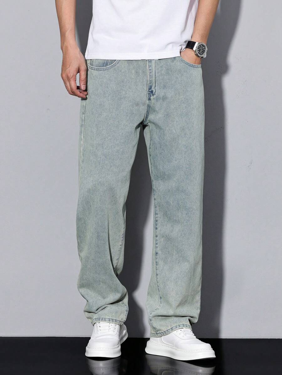 Pantalon ample droit pour homme – Denim décontracté à jambe large