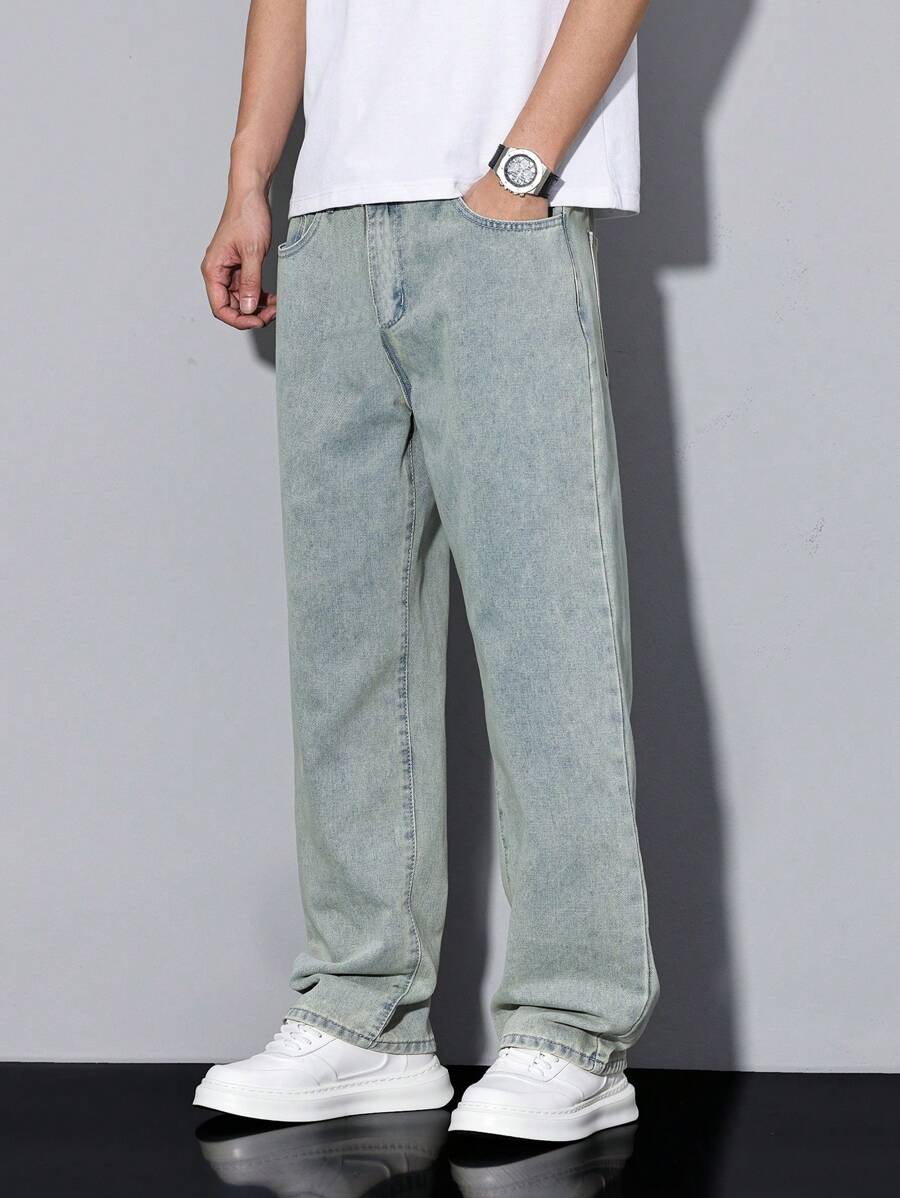 Pantalon ample droit pour homme – Denim décontracté à jambe large