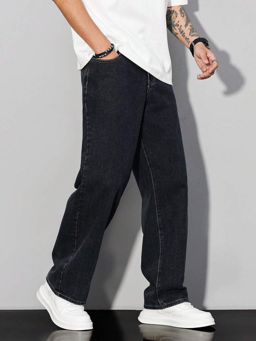 Pantalon ample droit pour homme – Denim décontracté à jambe large
