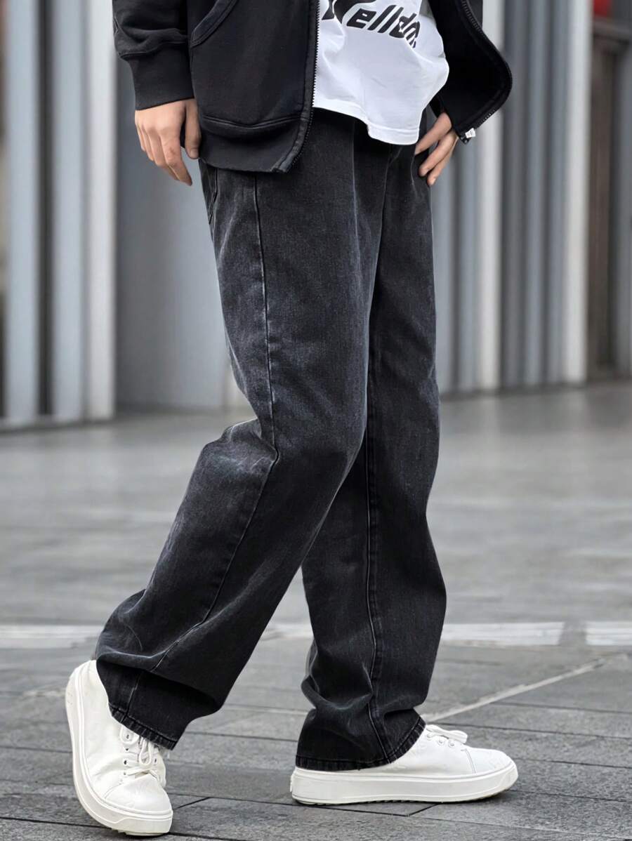 Pantalon ample droit pour homme – Denim décontracté à jambe large - 19