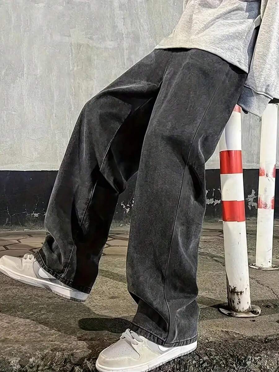 Pantalon ample droit pour homme – Denim décontracté à jambe large - 33