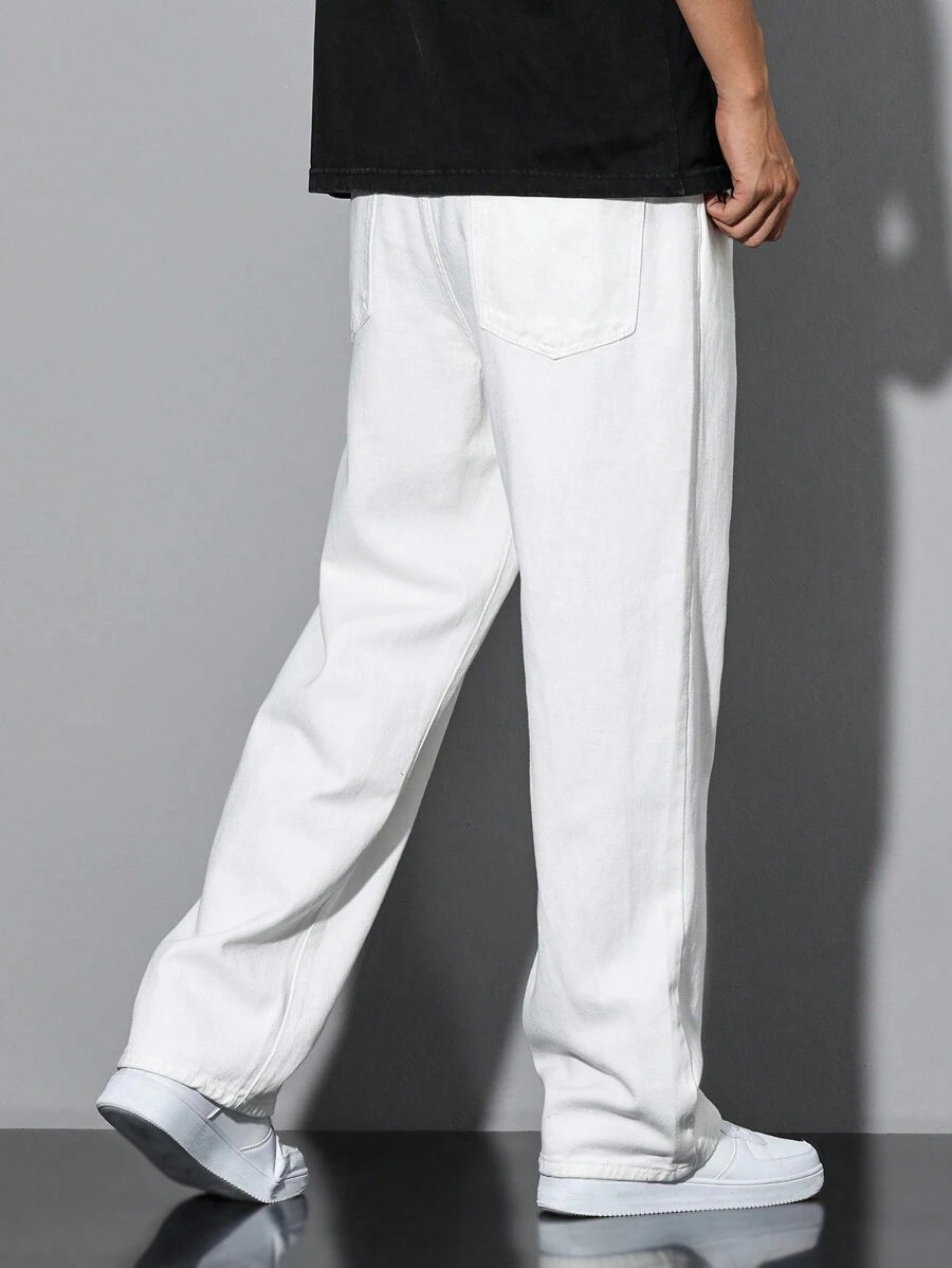 Pantalon ample droit pour homme – Denim décontracté à jambe large - 46