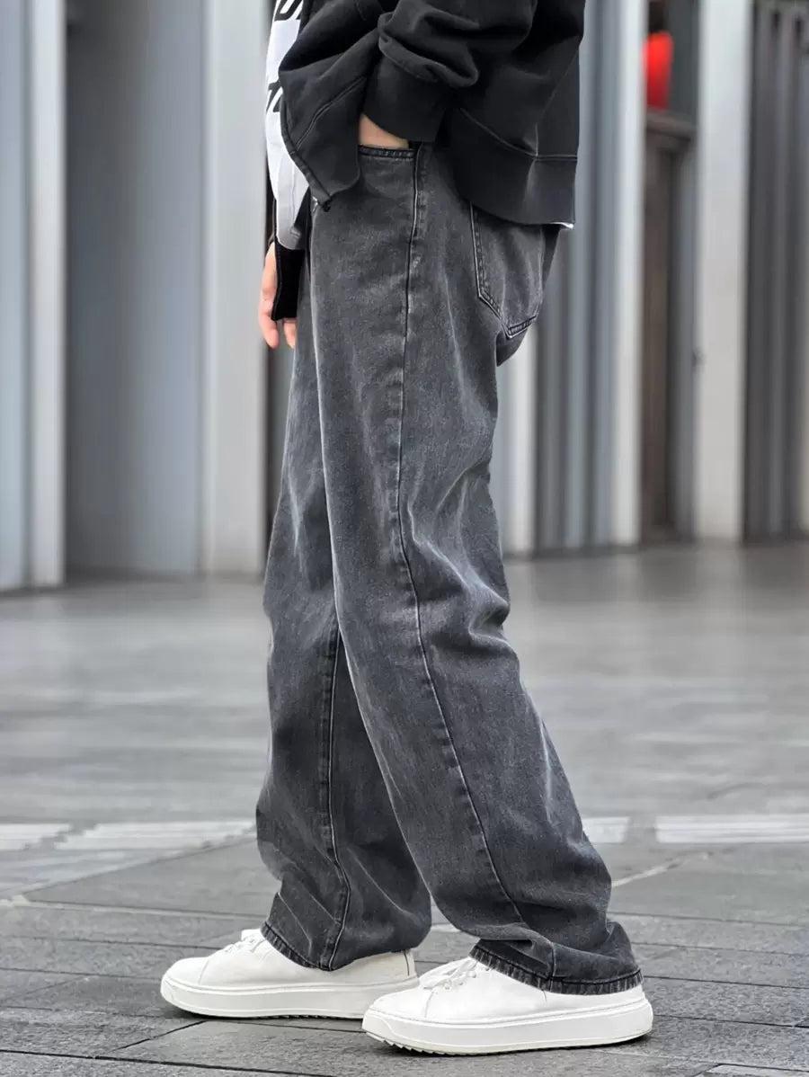 Pantalon ample droit pour homme – Denim décontracté à jambe large - 5