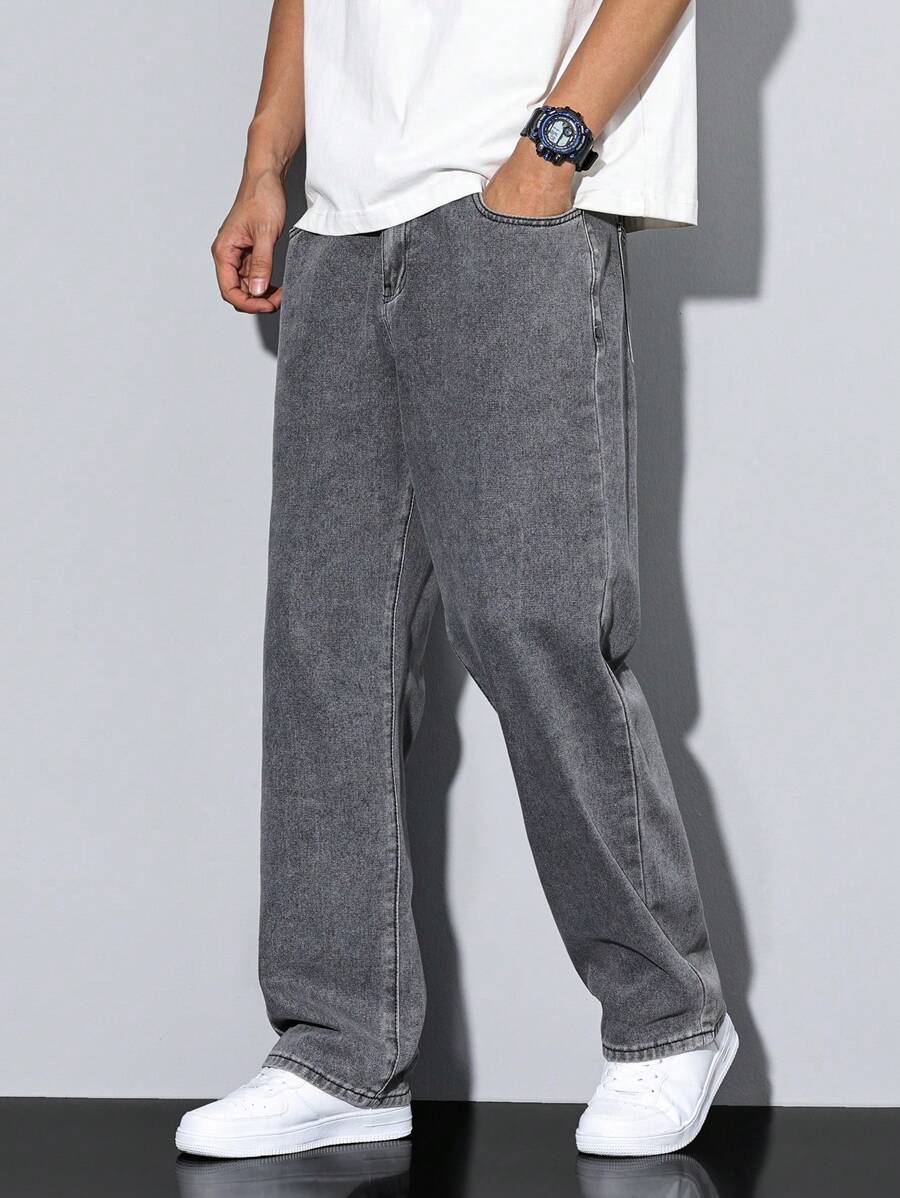 Pantalon ample droit pour homme – Denim décontracté à jambe large - 58