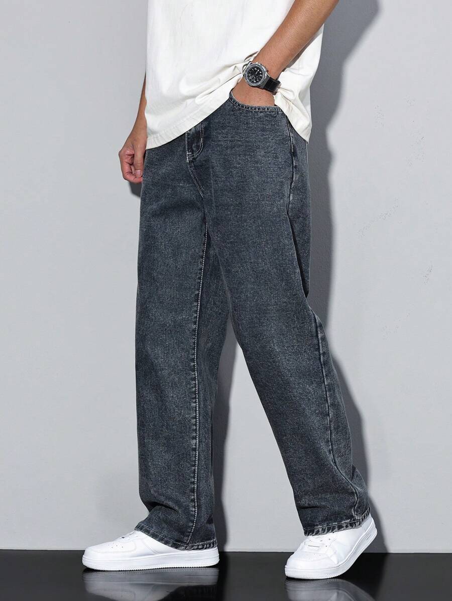 Pantalon ample droit pour homme – Denim décontracté à jambe large - 70