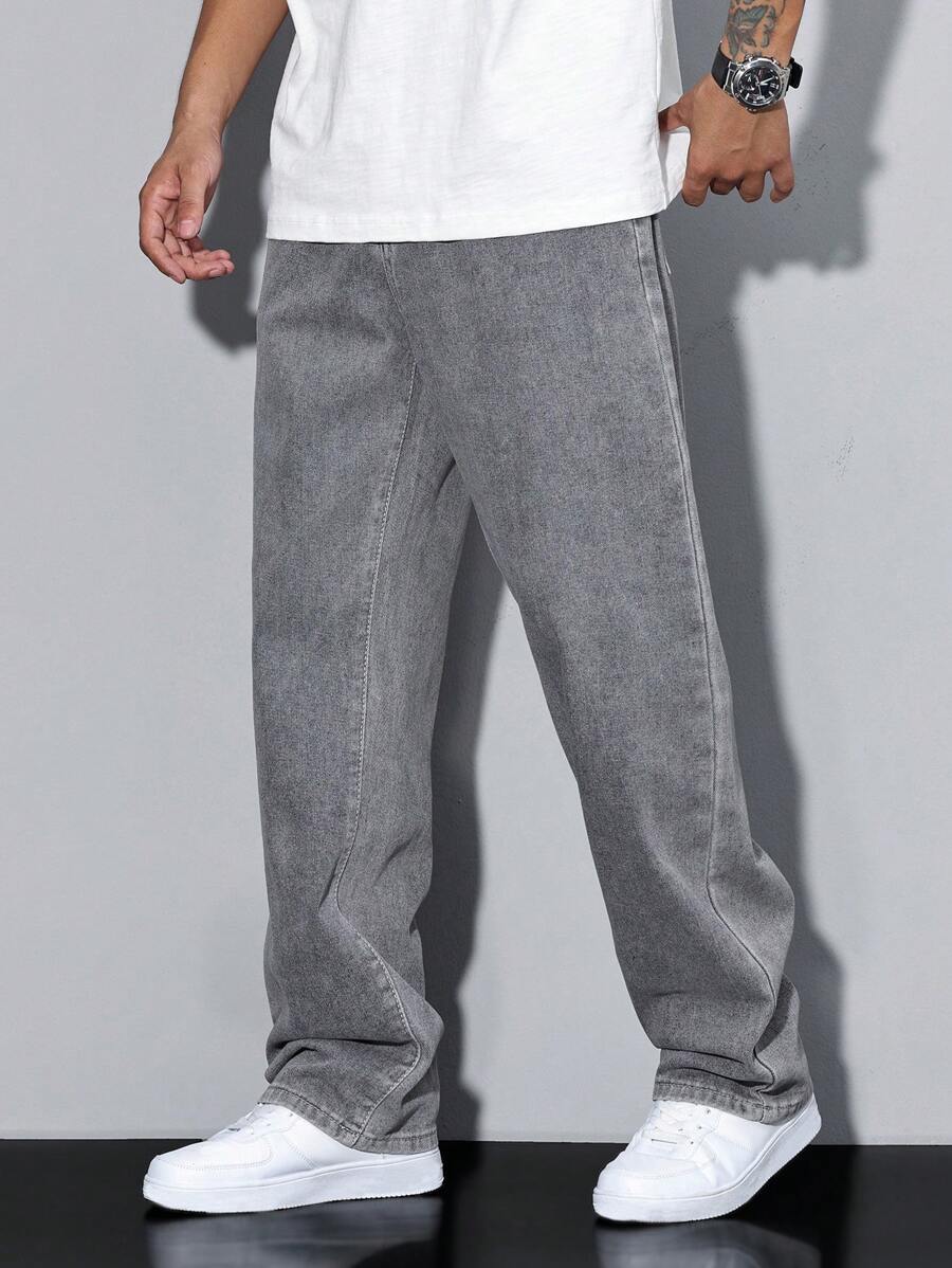 Pantalon ample droit pour homme – Denim décontracté à jambe large - 76
