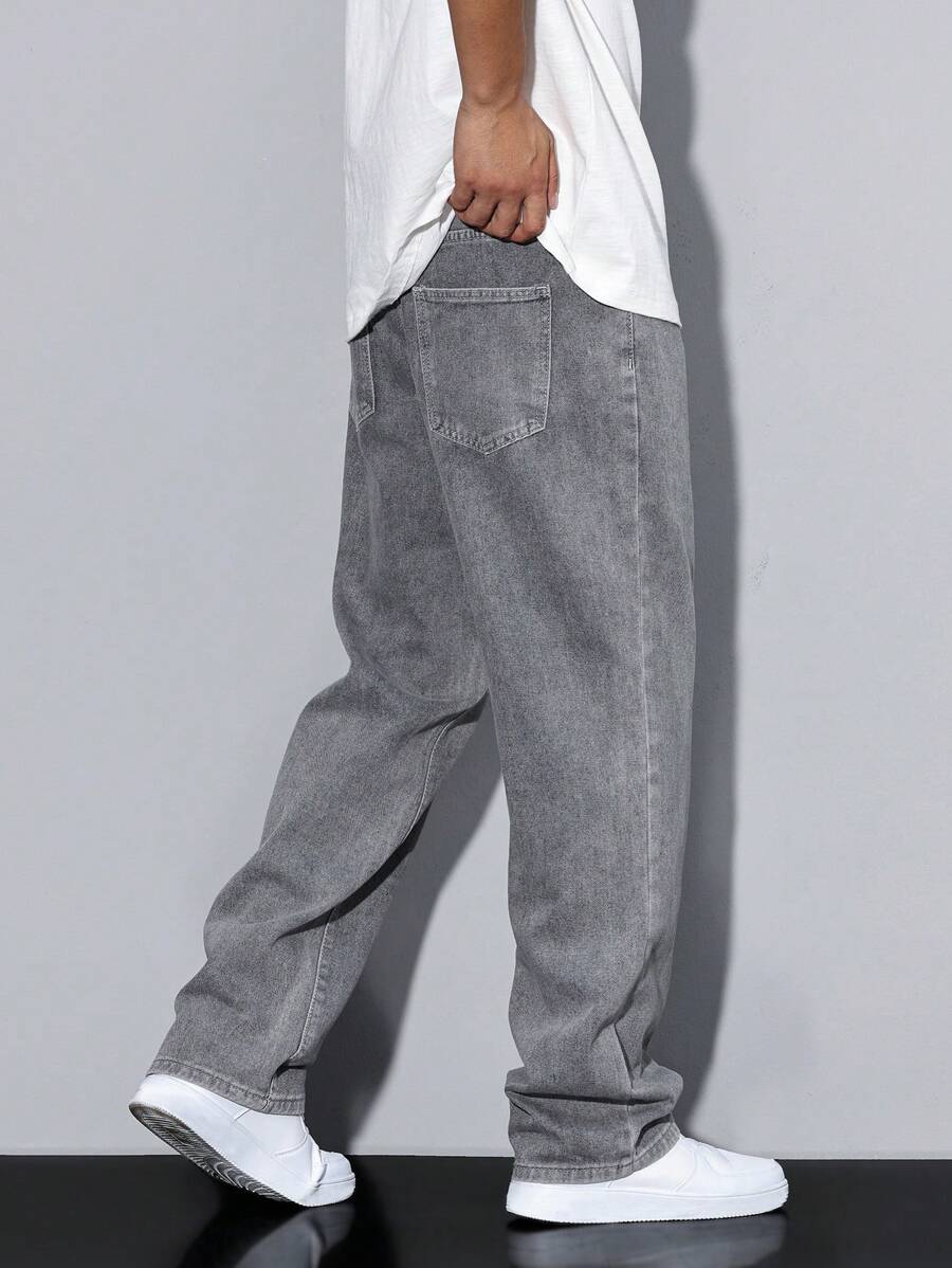 Pantalon ample droit pour homme – Denim décontracté à jambe large - 77