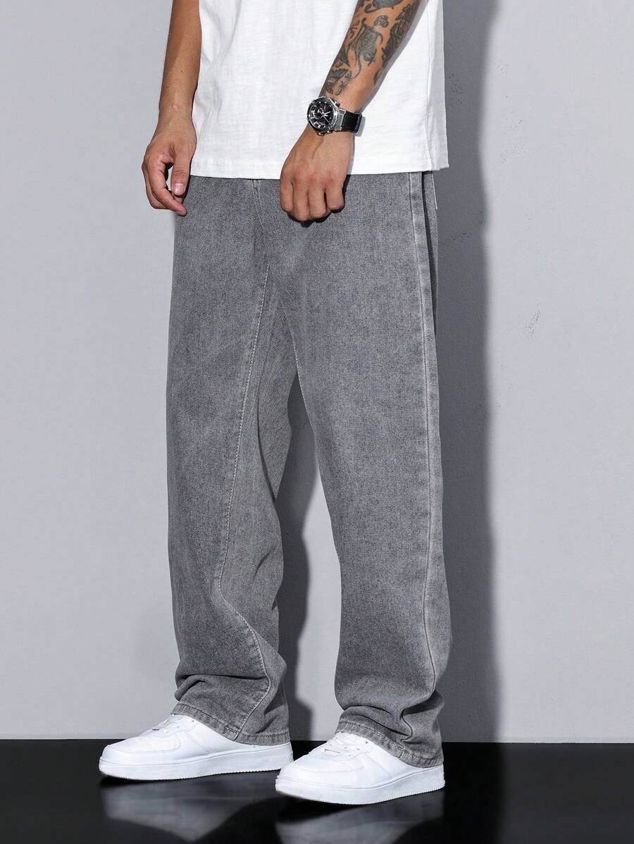 Pantalon ample droit pour homme – Denim décontracté à jambe large - 78