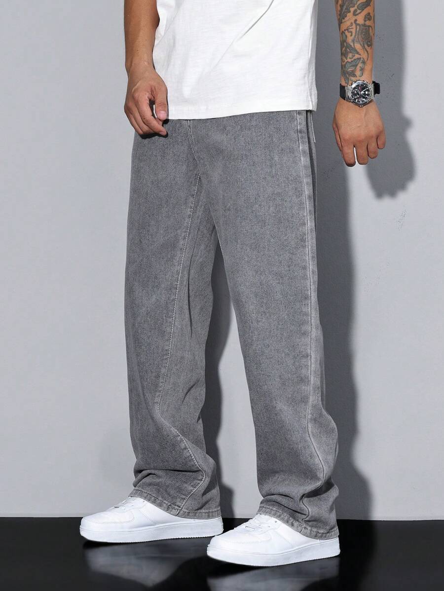 Pantalon ample droit pour homme – Denim décontracté à jambe large - 80