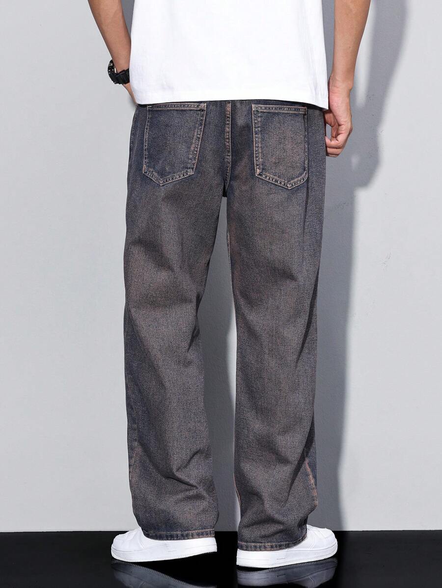 Pantalon ample droit pour homme – Denim décontracté à jambe large - 86