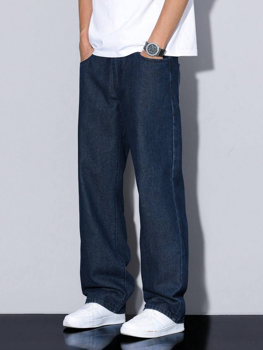 Pantalon ample droit pour homme – Denim décontracté à jambe large - 97