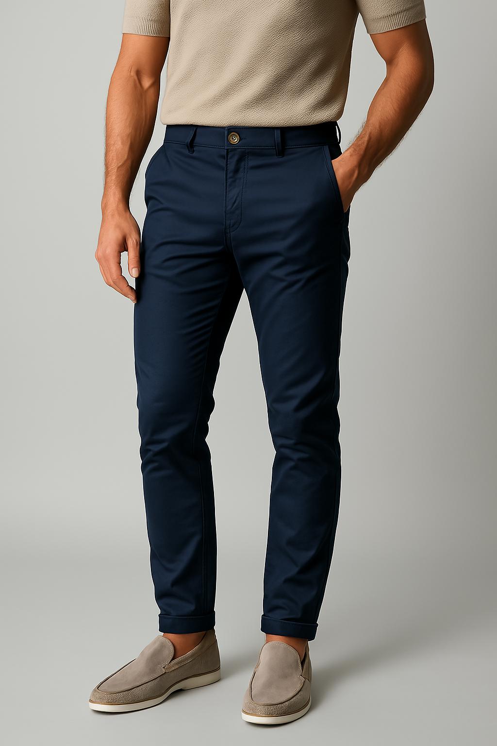 Pantalon chino slim stretch – Mélange de coton sur mesure pour homme