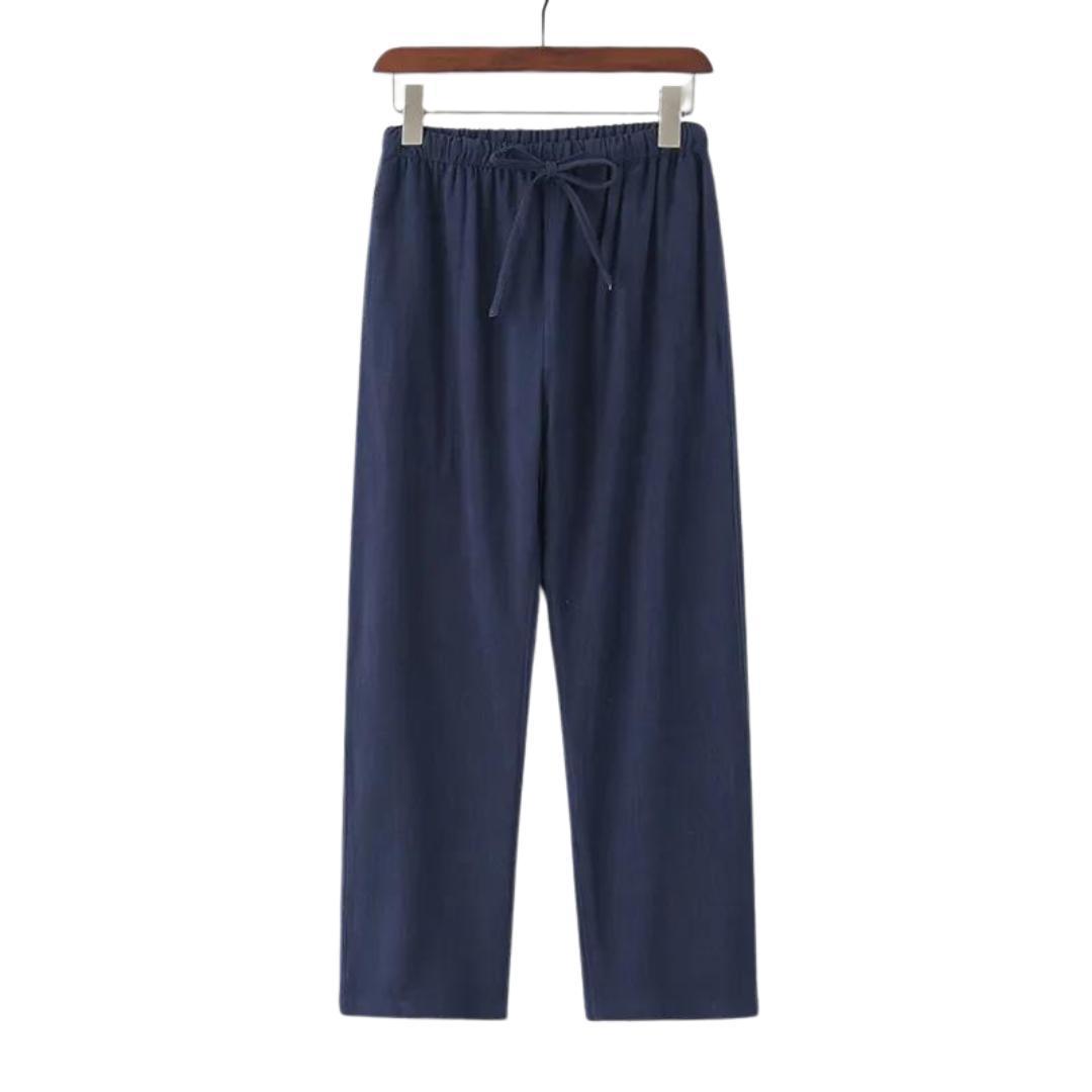 Pantalon décontracté en lin et coton pour homme – Pantalon d'été léger