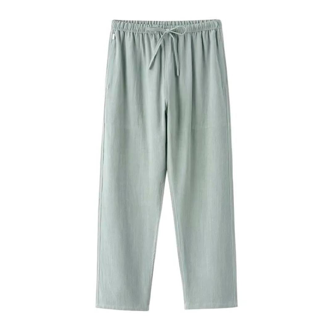 Pantalon décontracté en lin et coton pour homme – Pantalon d'été léger