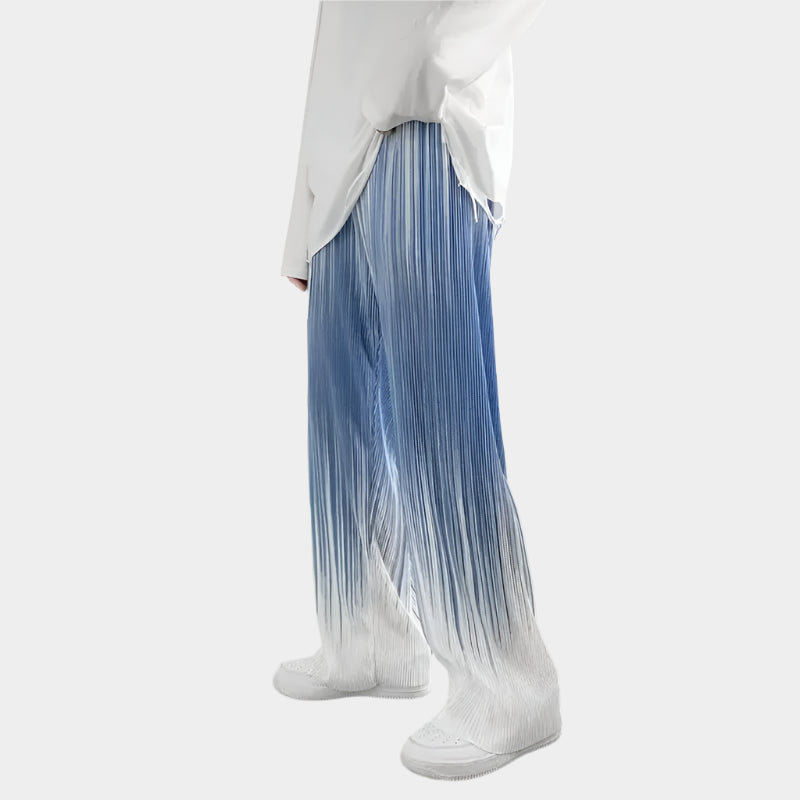 Pantalon droit décontracté plissé en soie pour homme - Jambe large d'été