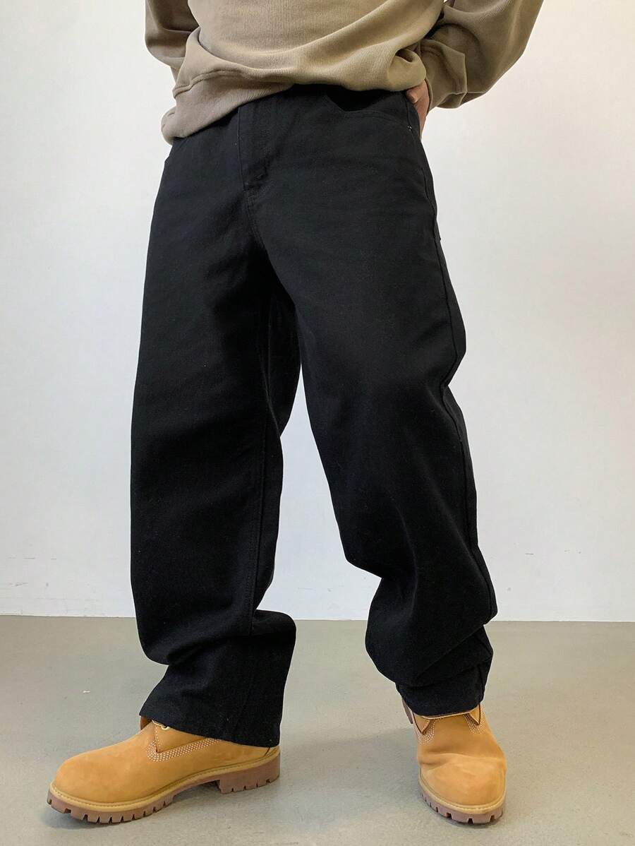 Pantalon droit décontracté simple de couleur unie pour hommes