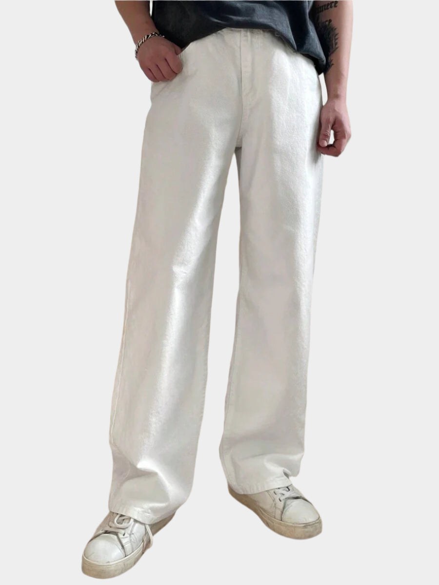 Pantalon droit décontracté simple de couleur unie pour hommes