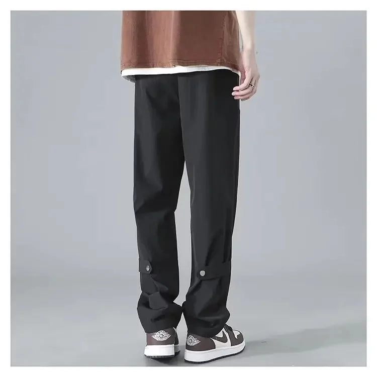 Pantalon droit en soie glacée fine de style japonais élégant et artistique