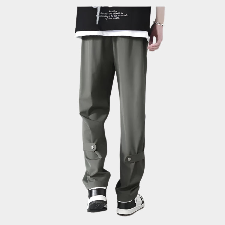 Pantalon droit en soie glacée fine de style japonais élégant et artistique