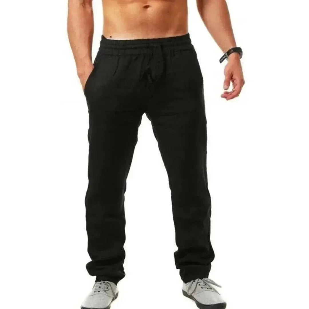 Pantalon en lin à taille élastique – Pantalon d'été décontracté pour homme