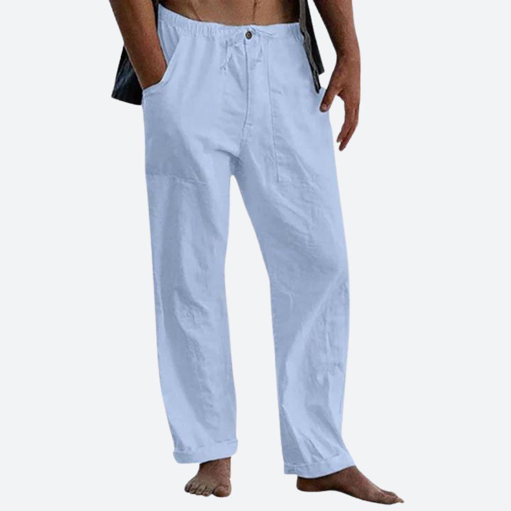 Pantalon en lin classique pour homme – Coupe estivale légère