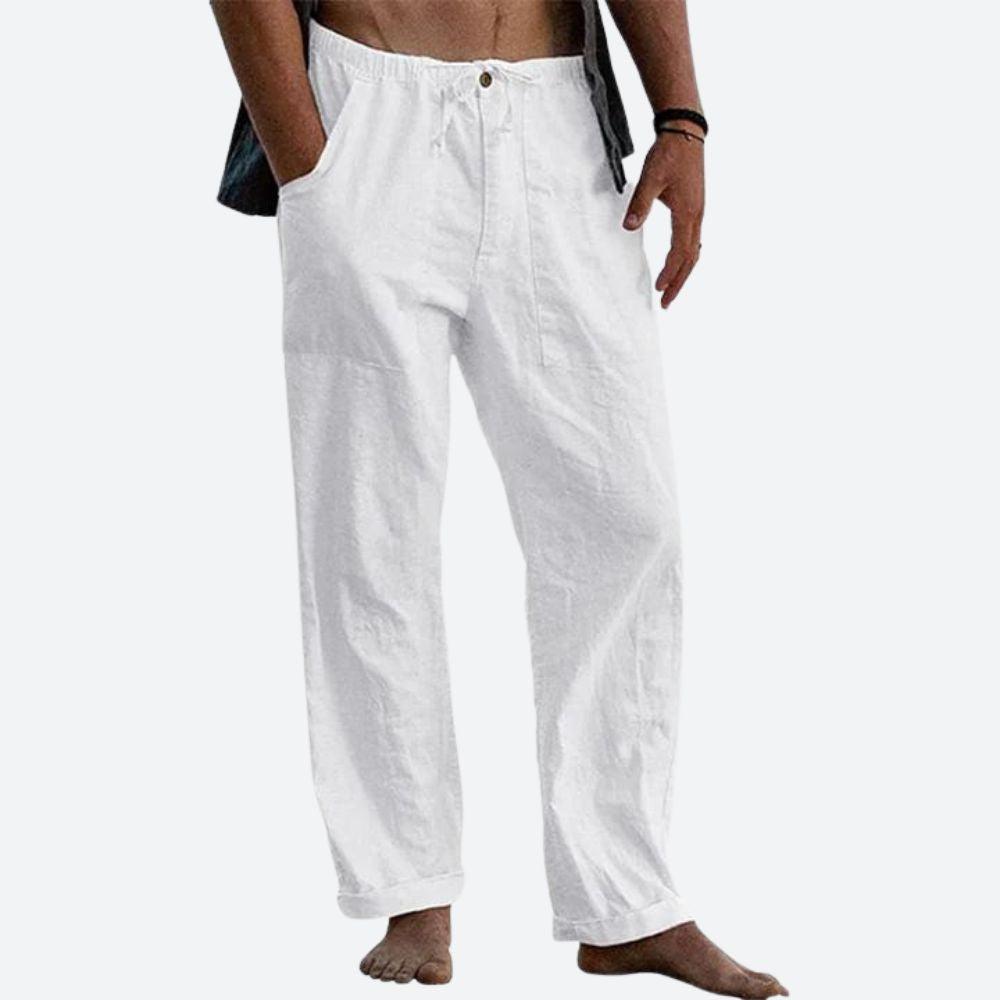 Pantalon en lin classique pour homme – Coupe estivale légère