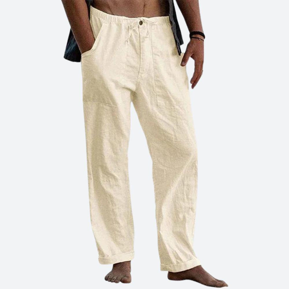 Pantalon en lin classique pour homme – Coupe estivale légère