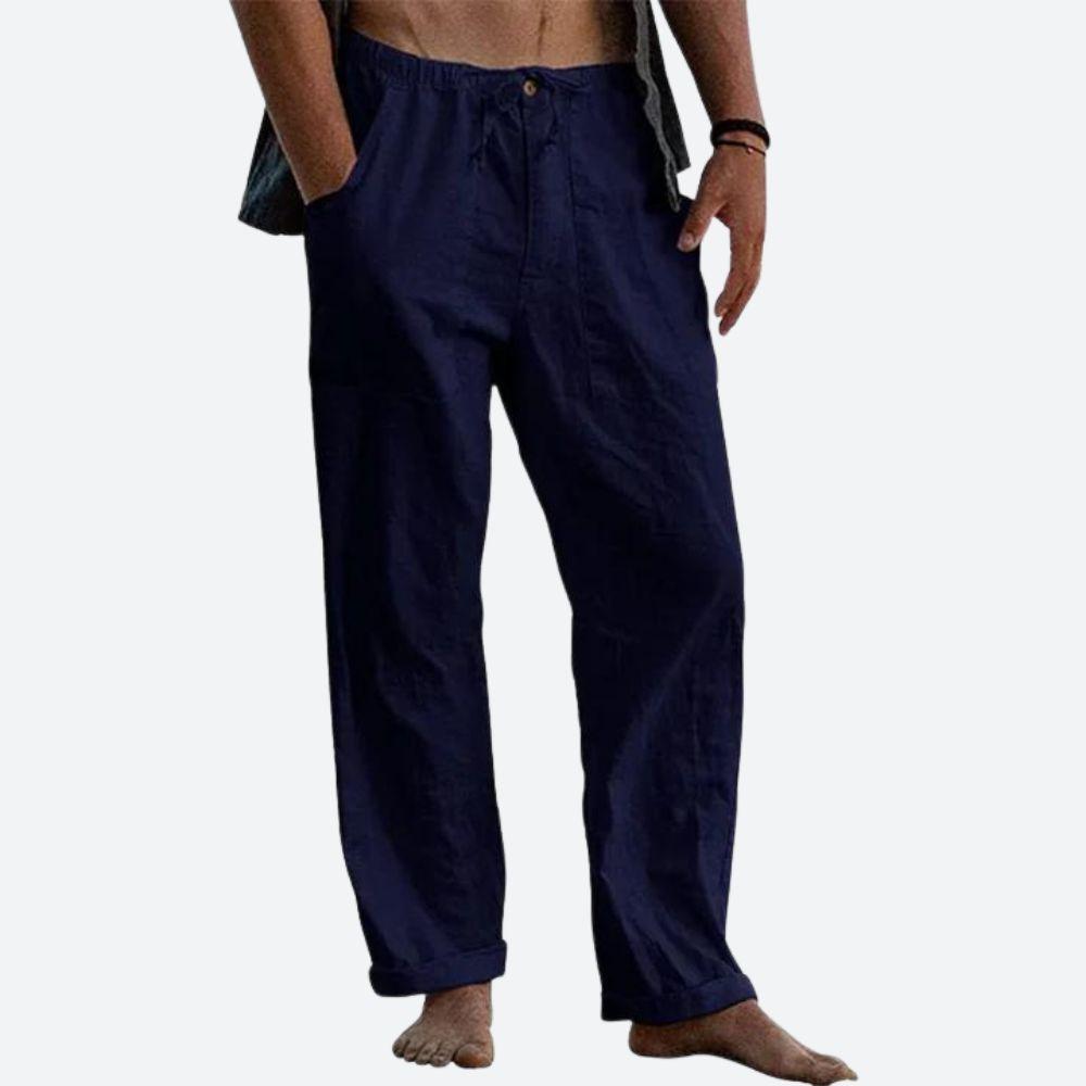 Pantalon en lin classique pour homme – Coupe estivale légère