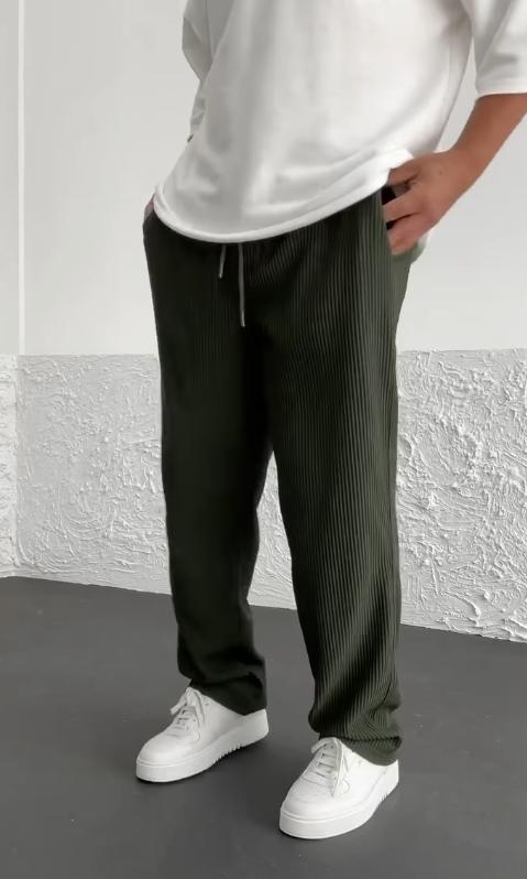 Pantalon en velours côtelé à taille élastique – Coupe décontractée pour homme