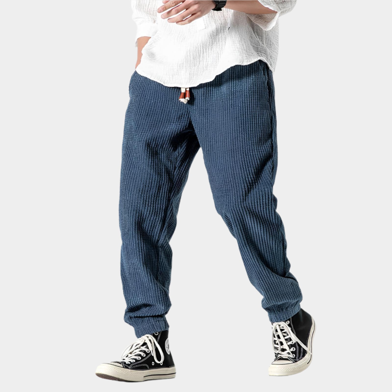 Pantalon en velours côtelé à taille élastique – Streetwear japonais pour homme